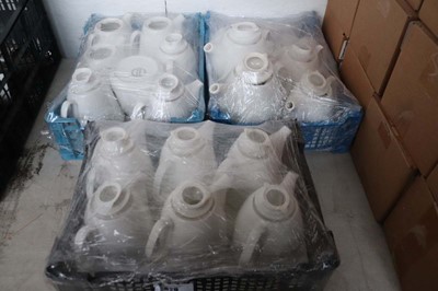 Lot 620 - 3 plastic tray with various white china...