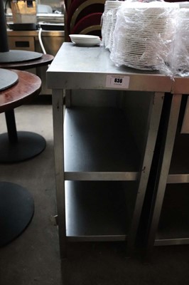Lot 636 - 35cm stainless steel infill table with shelves