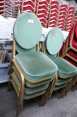 Lot 647 - 7 metal frame green fabric stacking banquet...