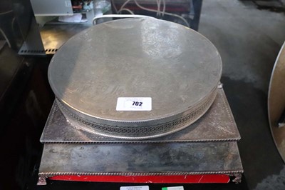 Lot 702 - One square and one round cake display platters