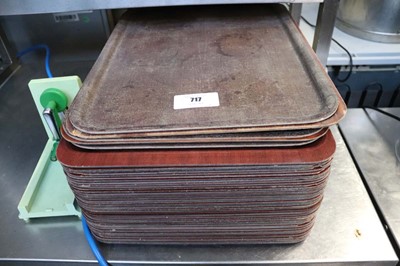 Lot 717 - Large quantity of wooden serving trays and two...