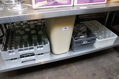 Lot 732 - Four plastic trays of assorted glassware to...