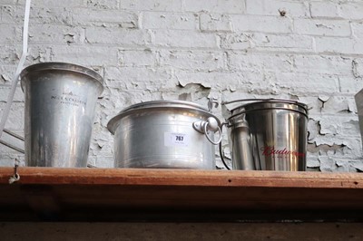 Lot 767 - Two stainless steel Budweiser ice buckets and...