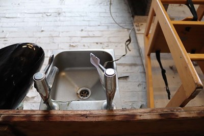 Lot 772 - Stainless steel wall mounted handbasin with...