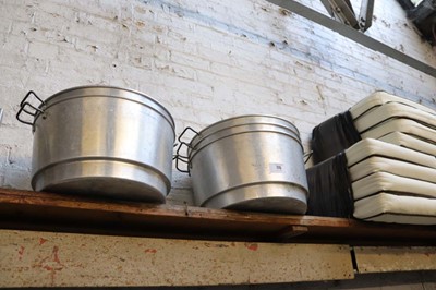 Lot 775 - Five large aluminium twin handled pans