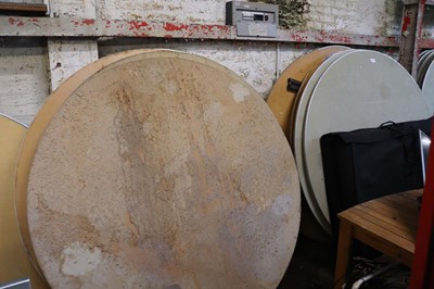 Lot 784 - Thirteen 182 cm circular folding trestle...