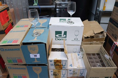 Lot 736 - Table top of glassware to include four boxes...