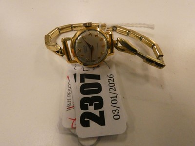 Lot 2307 - A ladies gold plated wristwatch by Gruen, the...