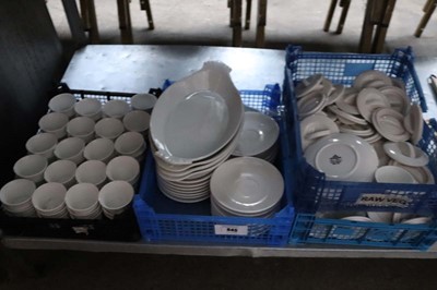 Lot 645 - 4 plastic trays with various white crockery