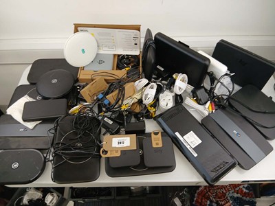 Lot 2417 - A Quantity of Hubs, routers & TV boxes by BT,...