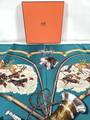 Lot 110 - Hermès 'Le Laisser Courre' silk scarf,...