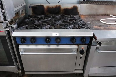 Lot 16 - 90cm gas Blue Seal 6 burner cooker with single...