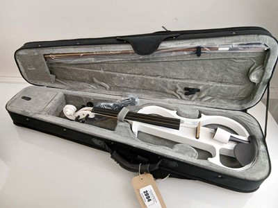 Lot 2094 - Gear4Music White Electric Violin with bow & case