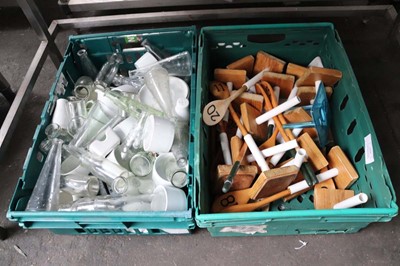 Lot 80 - 2 plastic stacking crates containing assorted...