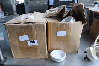 Lot 100 - 2 boxes of small stoneware dip dishes