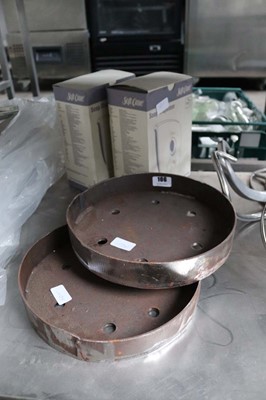 Lot 106 - 2 heavy duty pans with perforated bases and 2...