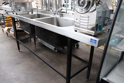 Lot 171 - 230cm stainless steel double bowl sink unit...