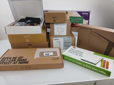 Lot 2430 - Bag with Hubs, Routers etc by Sky, Eero 6+,...