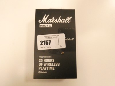 Lot 2157 - Boxed pair of Marshall Minor 3 bluetooth earbuds
