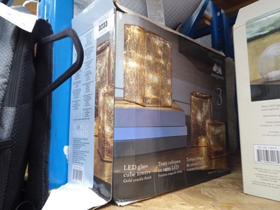 Lot 3233 - Pack of 3 Evergreen glass LED towers, plus a...