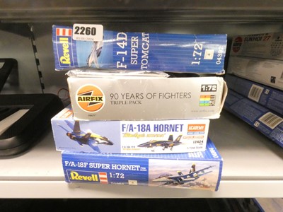 Lot 2260 - Four boxed model kits, a Revell F14D Super...