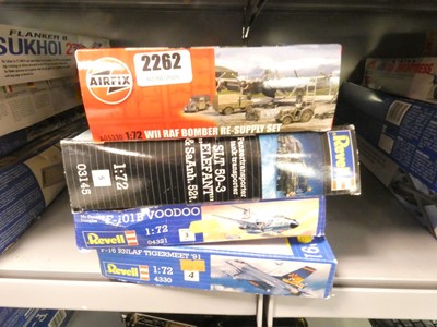 Lot 2262 - Four boxed model kits, an Airfix World War II...