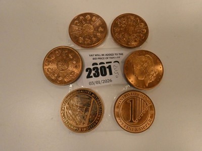 Lot 2301 - 6x 1oz Copper Coins