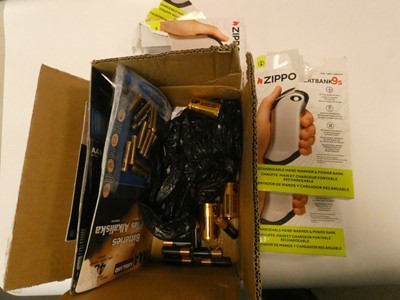 Lot 2323 - Box containing various hand warmer, power...