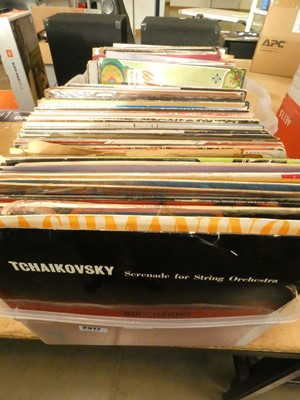Lot 2377 - Two boxes of vinyl records including 78s,...