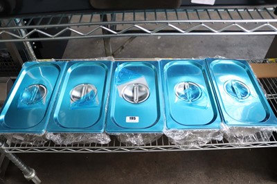 Lot 195 - Five small Gastronorm containers with lids