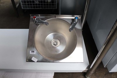 Lot 225 - Large stainless steel hand basin with two taps