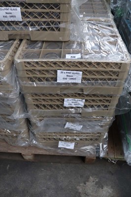 Lot 335 - Four stacking trays containing pint glasses...