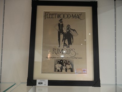 Lot 1030 - Framed and glazed Fleetwood Mac Rumors page...
