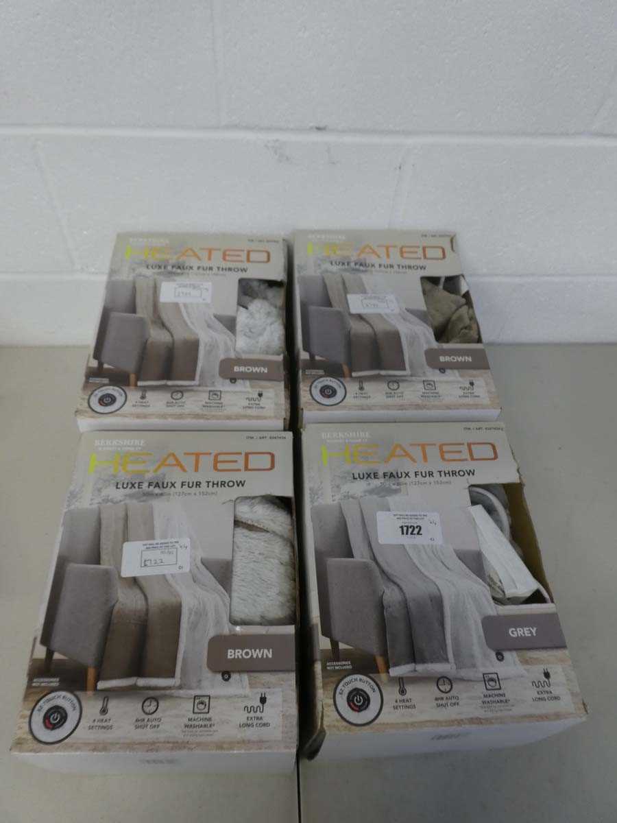Lot x4 Boxed Berkshire heated faux fur throws (...