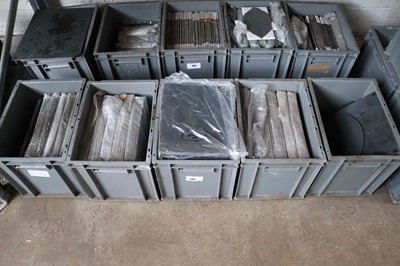 Lot 383 - 5 plastic stacking crates containing various...