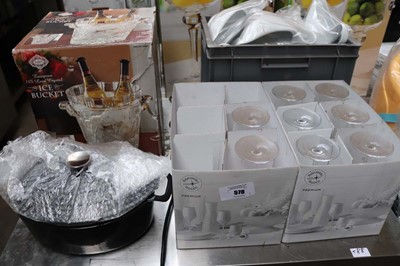 Lot 576 - 2 boxes of glasssware, box containing white...