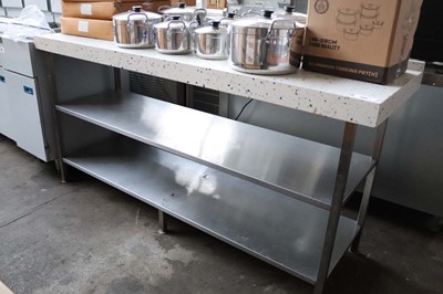 Lot 590 - 185cm stone resin topped bakers type table...