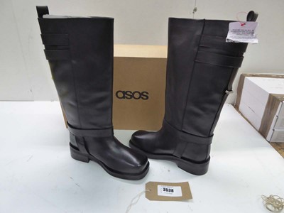 Lot 3538 - Asos Creast leather harness biker ladies boots...