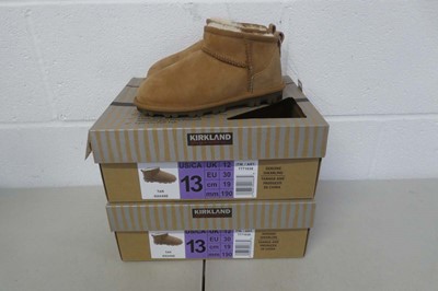 Lot x2 boxed pairs of kids Kirkland shearling...