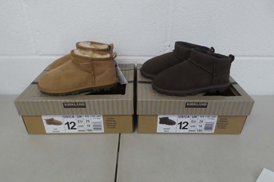 Lot x2 boxed pairs of kids Kirkland shearling...