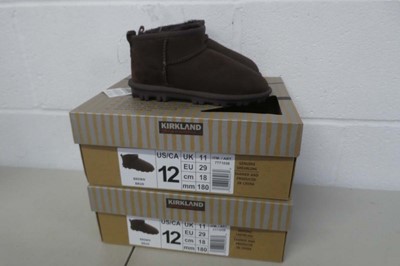 Lot x2 boxed pairs of kids Kirkland shearling...