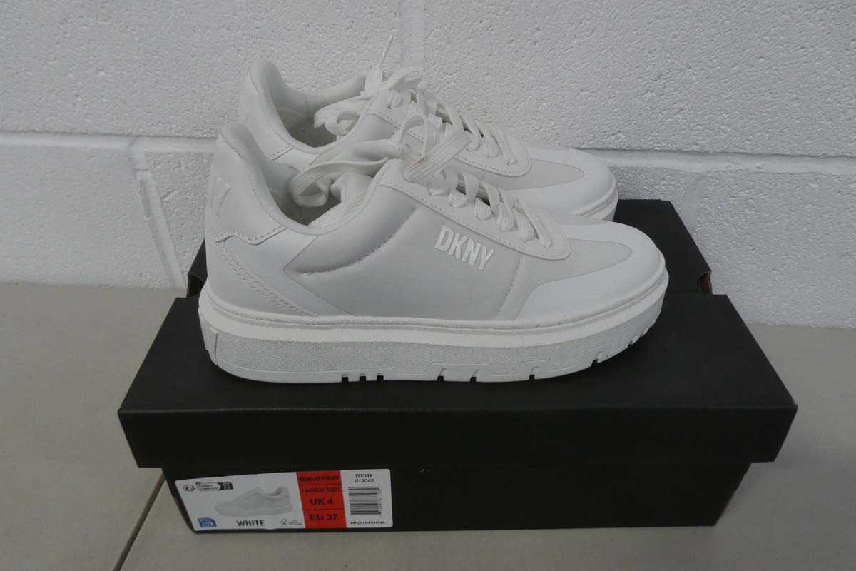 Lot A boxed pair of DKNY midland lace up sneakers...