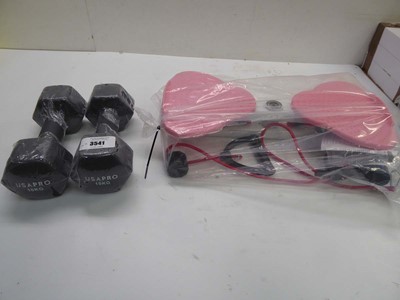 Lot 3541 - 2 10kg dumbbells and waist exerciser