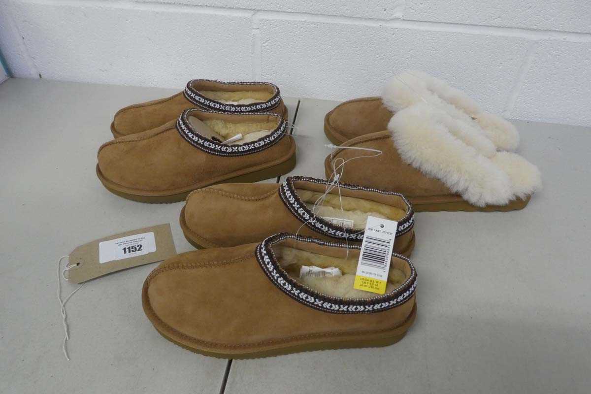 Lot x3 unboxed pairs of slippers in tan ( sizes x2...
