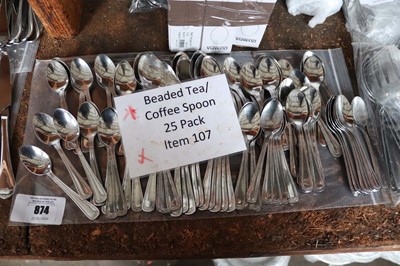 Lot 874 - Approx. 72 beaded stainless steel tea & coffee...