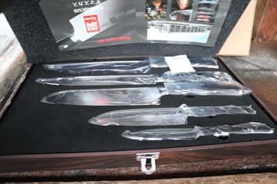 Lot 937 - 5-piece knife set in wooden-style presentation...