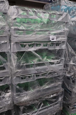 Lot 1043 - Six stacking crates containing nine poly gin...