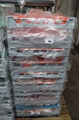 Lot 1051 - Five stacking crates containing thirty poly...