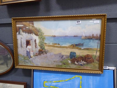 Lot 5074 - Coastal print with ducks, lobster pots and...
