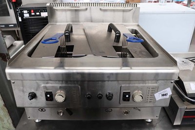 Lot 1087 - 60cm Gas benchtop two well fryer with two baskets
